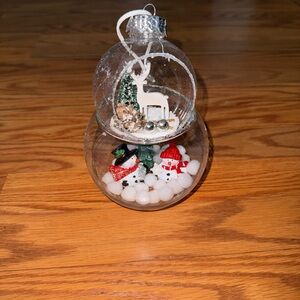 Festive Snowman and Sleigh Glass Ornament